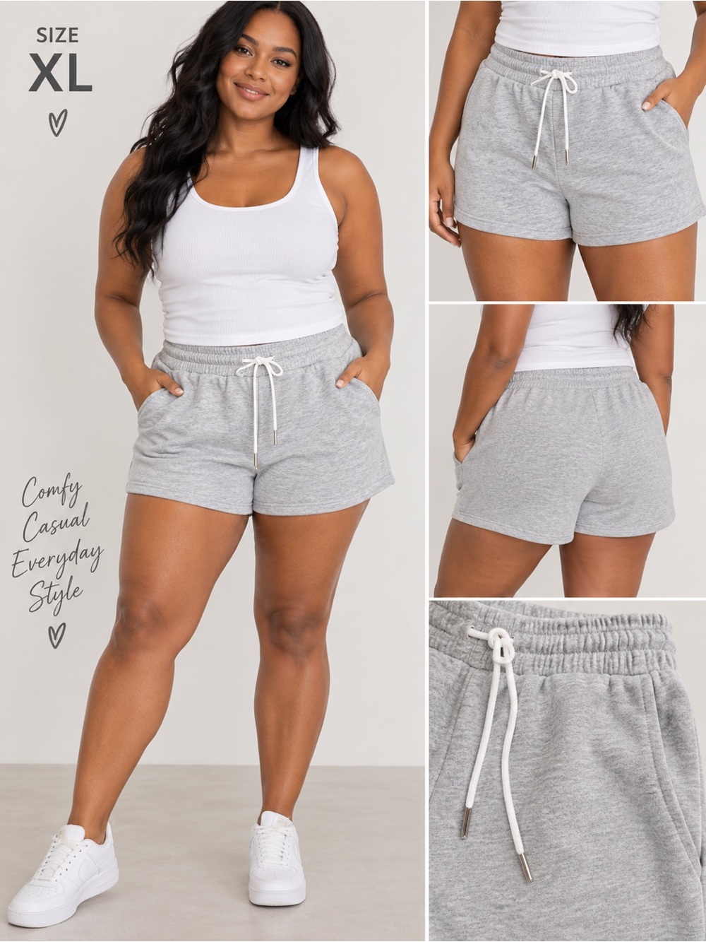 Gray Lounge Shorts Size XL | Drawstring Casual Active Shorts